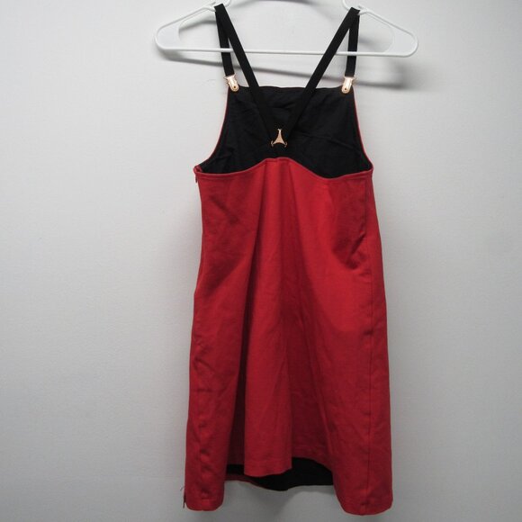 Jean Paul Gaultier Junior 14 Red Plaid Pocket Suspender Jumper Dress Girls - Picture 2 of 4